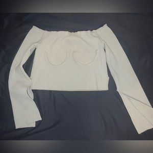 Orseund Iris Cropped Off-the-shoulder Ribbed-knit Sweater